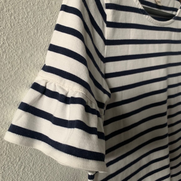 J.Crew Ruffle Sleeve Crew Neck Striped Top - XS - Picture 2 of 11